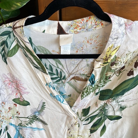 🍁H&M tunic top or beach coverup with flowers & leaves print - Picture 1 of 10